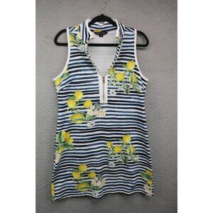 Boston Proper Sleeveless Sheath Dress-Lemons-Size Medium-1/2 Zip-Racerback